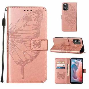 For Motorola Moto G Play 5G 2024 Embossed Butterfly Leather Phone Case(Rose Gold)