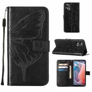 For Motorola Moto G Play 5G 2024 Embossed Butterfly Leather Phone Case(Black)