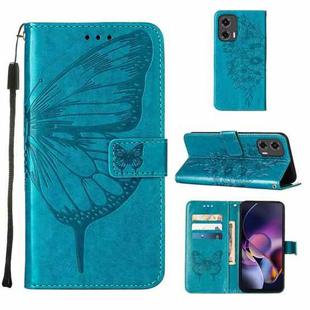 For Motorola Moto G Stylus 5G 2024 Embossed Butterfly Leather Phone Case(Blue)