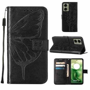 For Motorola Moto G04 4G / G24 4G Embossed Butterfly Leather Phone Case(Black)