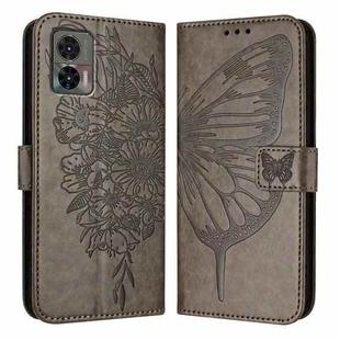 For Motorola Edge 30 Neo Embossed Butterfly Leather Phone Case(Grey)