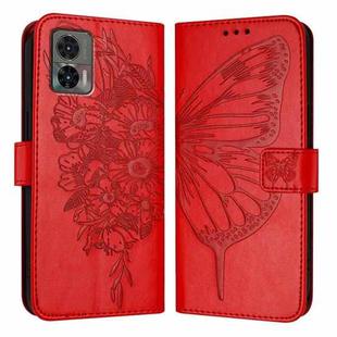 For Motorola Edge 30 Neo Embossed Butterfly Leather Phone Case(Red)