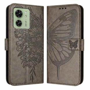 For Motorola Edge 40 5G Global/Edge 2023 US Embossed Butterfly Leather Phone Case(Grey)