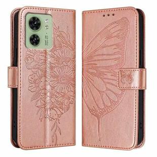 For Motorola Edge 40 5G Global/Edge 2023 US Embossed Butterfly Leather Phone Case(Rose Gold)