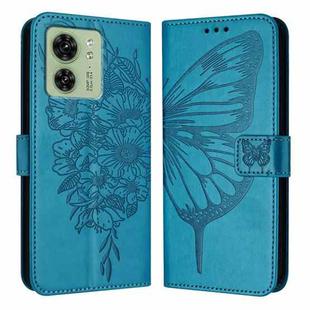 For Motorola Edge 40 5G Global/Edge 2023 US Embossed Butterfly Leather Phone Case(Blue)