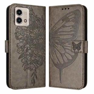 For Motorola Moto G Stylus 4G 2023 Embossed Butterfly Leather Phone Case(Grey)
