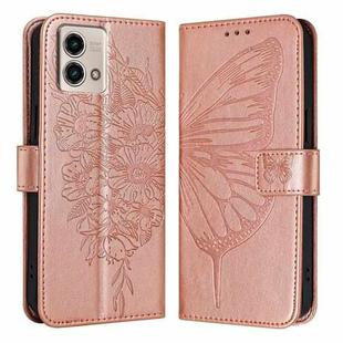 For Motorola Moto G Stylus 4G 2023 Embossed Butterfly Leather Phone Case(Rose Gold)