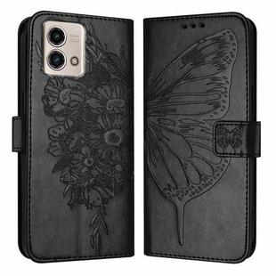 For Motorola Moto G Stylus 4G 2023 Embossed Butterfly Leather Phone Case(Black)