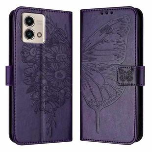 For Motorola Moto G Stylus 4G 2023 Embossed Butterfly Leather Phone Case(Dark Purple)