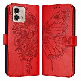 For Motorola Moto G Stylus 4G 2023 Embossed Butterfly Leather Phone Case(Red)