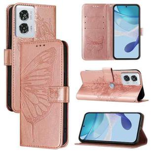 For Motorola Edge 50 Fusion Embossed Butterfly Leather Phone Case(Rose Gold)