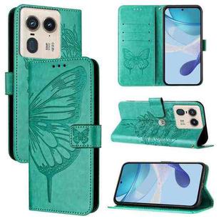 For Motorola Edge 50 Ultra Embossed Butterfly Leather Phone Case(Green)