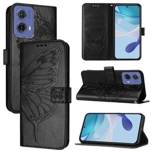 For Motorola Moto G85 Embossed Butterfly Leather Phone Case(Grey)