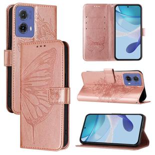 For Motorola Moto G85 Embossed Butterfly Leather Phone Case(Rose Gold)