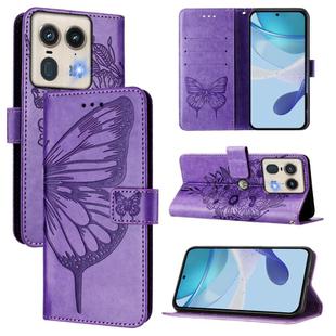 For Motorola Edge 50 5G Embossed Butterfly Leather Phone Case(Purple)