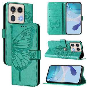 For Motorola Edge 50 5G Embossed Butterfly Leather Phone Case(Green)