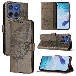 For Motorola Edge 5G 2025 / 60 Fusion 5G Embossed Butterfly Leather Phone Case(Grey)