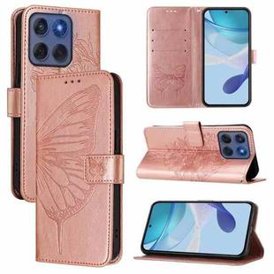 For Motorola Edge 5G 2025 / 60 Fusion 5G Embossed Butterfly Leather Phone Case(Rose Gold)
