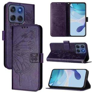For Motorola Edge 5G 2025 / 60 Fusion 5G Embossed Butterfly Leather Phone Case(Dark Purple)