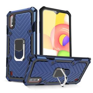 For Samsung Galaxy A01 Cool Armor PC + TPU Shockproof Case with 360 Degree Rotation Ring Holder(Blue)