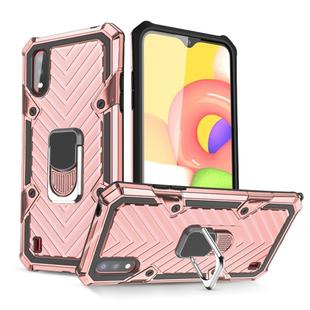 For Samsung Galaxy A01 Cool Armor PC + TPU Shockproof Case with 360 Degree Rotation Ring Holder(Rose Gold)