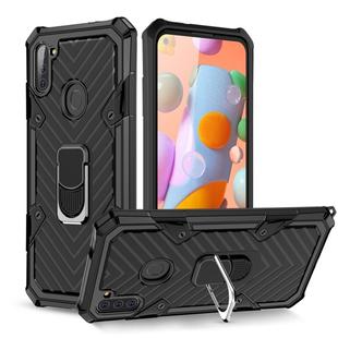 For Samsung Galaxy A11 (US Version) Cool Armor PC + TPU Shockproof Case with 360 Degree Rotation Ring Holder(Black)