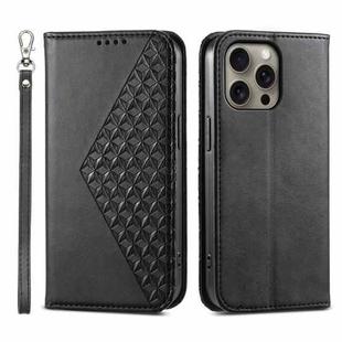 For iPhone 16 Pro Max Cubic Grid Calf Texture Magnetic Leather Phone Case(Black)