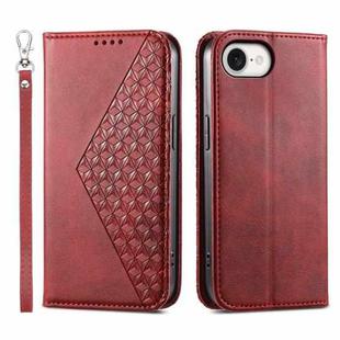 For iPhone SE 2024 Cubic Grid Calf Texture Magnetic Leather Phone Case(Red)