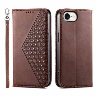 For iPhone SE 2024 Cubic Grid Calf Texture Magnetic Leather Phone Case(Brown)