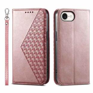 For iPhone SE 2024 Cubic Grid Calf Texture Magnetic Leather Phone Case(Rose Gold)