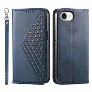 For iPhone SE 2024 Cubic Grid Calf Texture Magnetic Leather Phone Case(Blue)