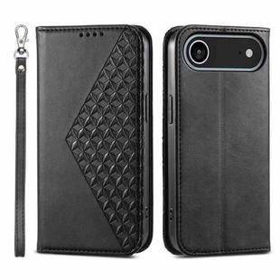 For iPhone 17 Air Cubic Grid Calf Texture Magnetic Leather Phone Case(Black)