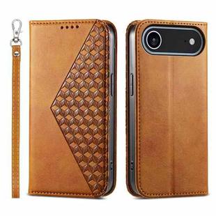 For iPhone 17 Air Cubic Grid Calf Texture Magnetic Leather Phone Case(Yellow)