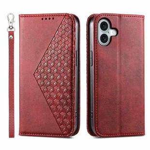 For iPhone 17 Cubic Grid Calf Texture Magnetic Leather Phone Case(Red)