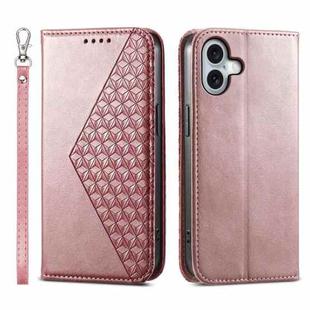For iPhone 17 Cubic Grid Calf Texture Magnetic Leather Phone Case(Rose Gold)