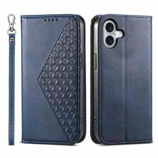 For iPhone 17 Cubic Grid Calf Texture Magnetic Leather Phone Case(Blue)
