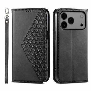 For iPhone 17 Pro Max Cubic Grid Calf Texture Magnetic Leather Phone Case(Black)