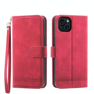 For iPhone 15 Plus Dierfeng Dream Line TPU + PU Leather Phone Case(Red)
