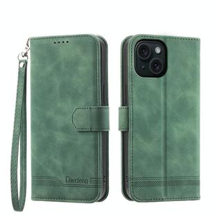 For iPhone 15 Dierfeng Dream Line TPU + PU Leather Phone Case(Green)