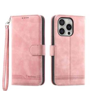 For iPhone 16 Pro Dierfeng Dream Line TPU + PU Leather Phone Case(Pink)