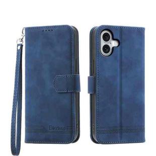 For iPhone 16 Plus Dierfeng Dream Line TPU + PU Leather Phone Case(Blue)