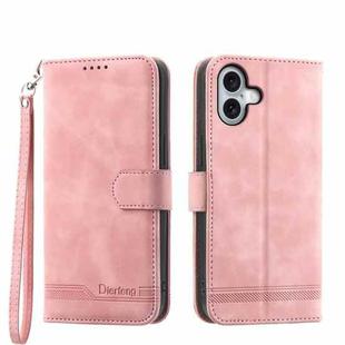 For iPhone 16 Plus Dierfeng Dream Line TPU + PU Leather Phone Case(Pink)