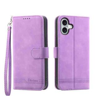 For iPhone 16 Plus Dierfeng Dream Line TPU + PU Leather Phone Case(Purple)