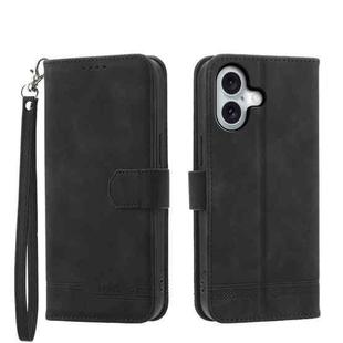 For iPhone 16 Dierfeng Dream Line TPU + PU Leather Phone Case(Black)