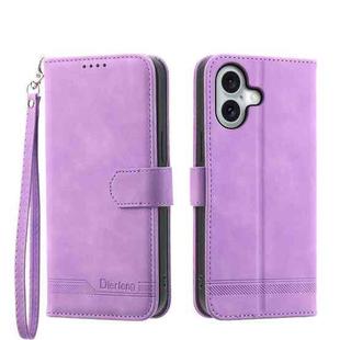 For iPhone 16 Dierfeng Dream Line TPU + PU Leather Phone Case(Purple)