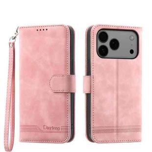 For iPhone 17 Pro Max Dierfeng Dream Line TPU Hybrid PU Leather Phone Case(Pink)