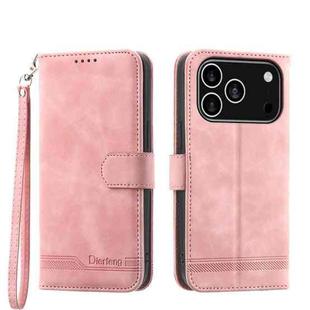 For iPhone 17 Pro Dierfeng Dream Line TPU Hybrid PU Leather Phone Case(Pink)