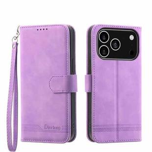 For iPhone 17 Pro Dierfeng Dream Line TPU Hybrid PU Leather Phone Case(Purple)