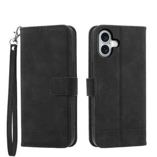 For iPhone 17 Dierfeng Dream Line TPU Hybrid PU Leather Phone Case(Black)