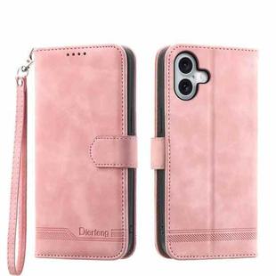 For iPhone 17 Dierfeng Dream Line TPU Hybrid PU Leather Phone Case(Pink)